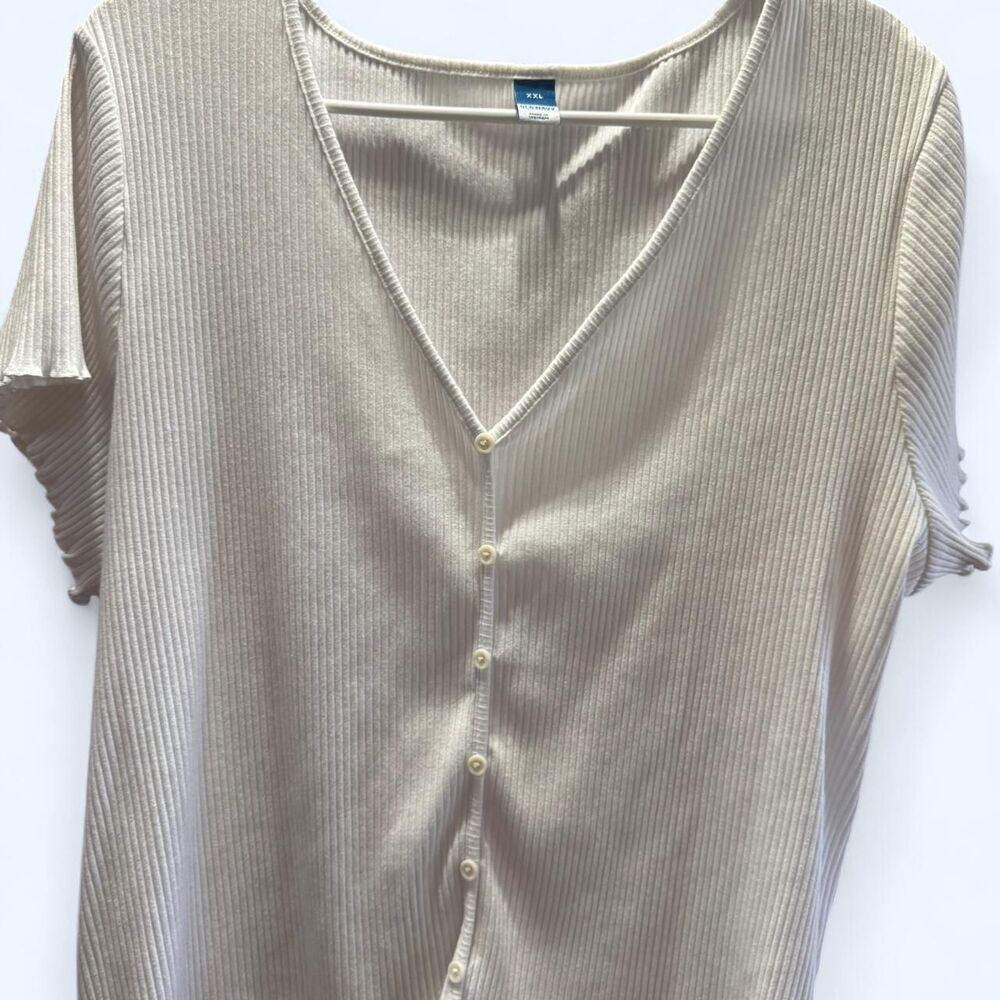 Old-navy Women's Cream and White Shirt